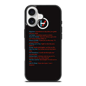 LYRICS OF TWENTY ONE PILOTS iPhone 17 Case Cover LYRICS OF TWENTY ONE PILOTS iPhone 17 Case Cover