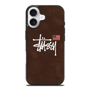 STUSSY X AMERICAN FLAG BROWN SUEDE iPhone 17 Case Cover STUSSY X AMERICAN FLAG BROWN SUEDE iPhone 17 Case Cover