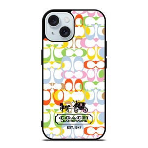 COACH LEATHERWARE NEW YORK EST 1941 COLORFUL iPhone 15 Case Cover