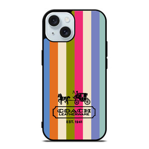 COACH LEATHERWARE NEW YORK EST 1941 STRIPES iPhone 15 Case Cover