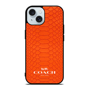 COACH NEW YORK LOGO ORANGE SNAKE iPhone 15 Case Cover