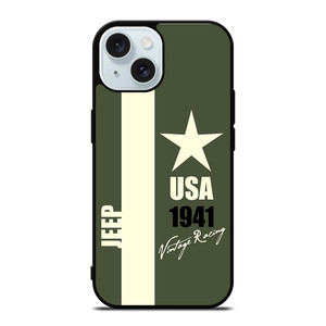 JEEP VINTAGE RACING iPhone 15 Case Cover JEEP VINTAGE RACING iPhone 15 Case Cover