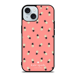 KATE SPADE NEW YORK LOGO PINK PINEAPPLES ICON iPhone 15 Case Cover