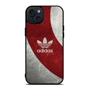 ADIDAS RED GRUNGE TEXTURE LOGO iPhone 15 Plus Case Cover