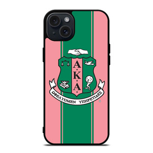 AKA PINK AND GREEN LOGO iPhone 15 Plus Case Cover