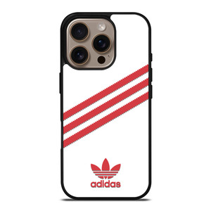 ADIDAS ORIGINALS STRIPES WHITE RED iPhone 16 Pro Case Cover ADIDAS ORIGINALS STRIPES WHITE RED iPhone 16 Pro Case Cover
