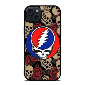 GREATEFUL DEAD BAND ICON SKULL AND ROSE iPhone 15 Plus Case Cover