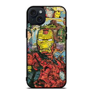 IRON MAN COMIC COLLAGE iPhone 15 Plus Case Cover IRON MAN COMIC COLLAGE iPhone 15 Plus Case Cover