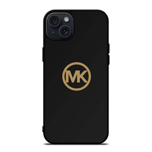MICHAEL KORS MK LOGO BLACK GOLD iPhone 15 Plus Case Cover