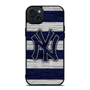 NEW YORK YANKEES BASEBALL TEAM WOODEN LOGO iPhone 15 Plus Case Cover