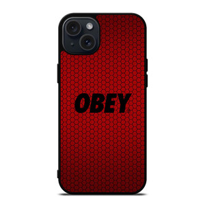 OBEY CLOTHING LOGO RED CARBON iPhone 15 Plus Case Cover