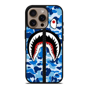 BAPE SHARK CAMO BLUE ZIP iPhone 16 Pro Case Cover BAPE SHARK CAMO BLUE ZIP iPhone 16 Pro Case Cover