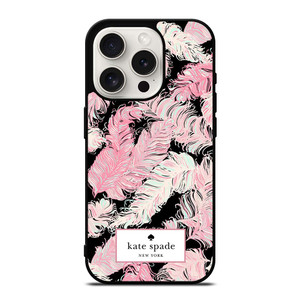 KATE SPADE NEW YORK LOGO PINK FEATHERS iPhone 15 Pro Case Cover