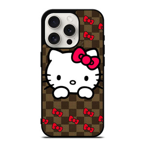 LOUIS VUITTON LV HELLO KITTY PATTERN iPhone 15 Pro Case Cover