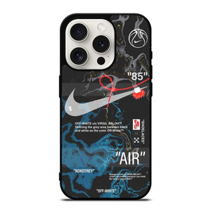 NIKE AIR JORDAN OFF WHITE BLACK MARBLE iPhone 15 Pro Case Cover