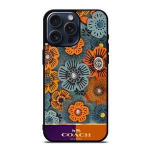 COACH NEW YORK LOGO GOLDEN TEA ROSE PATTERN iPhone 15 Pro Max Case Cover