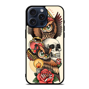 OWL STEAMPUNK ILLUMINATI TATTOO iPhone 15 Pro Max Case Cover