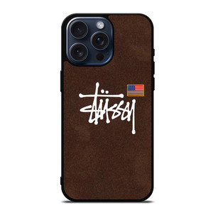 STUSSY X AMERICAN FLAG BROWN SUEDE iPhone 15 Pro Max Case Cover