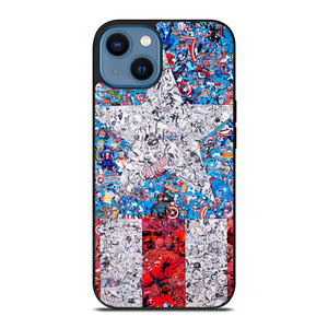 CAPTAIN AMERICA LOGO COLLAGE iPhone 14 Case Cover