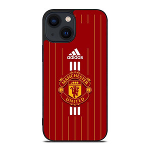 MANCHESTER UNITED FC LOGO FOOTBALL ADIDAS STRIPES iPhone 14 Plus Case Cover