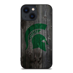 MICHIGAN STATE SPARTANS WOODEN LOGO iPhone 14 Plus Case Cover