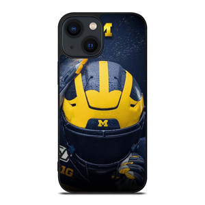 MICHIGAN WOLVERINES LOGO FOOTBALL HELMET iPhone 14 Plus Case Cover