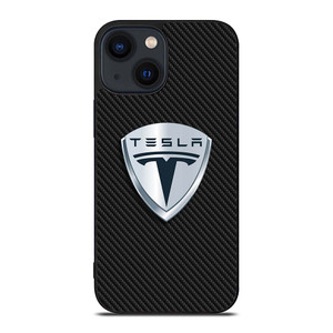 TESLA MOTORS EMBLEM CARBON iPhone 14 Plus Case Cover
