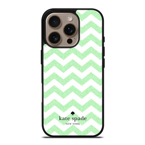 KATE SPADE NEW YORK LOGO GREEN CHEVRON PATTERN iPhone 16 Pro Case Cover KATE SPADE NEW YORK LOGO GREEN CHEVRON PATTERN iPhone 16 Pro Case Cover