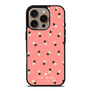 KATE SPADE NEW YORK LOGO PINK PINEAPPLES ICON iPhone 16 Pro Case Cover