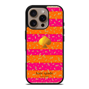 KATE SPADE NEW YORK YELLOW PINK STRIPES GLITTER iPhone 16 Pro Case Cover