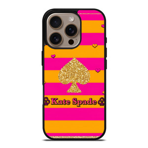 KATE SPADE NEW YORK YELLOW PINK STRIPES ICON iPhone 16 Pro Case Cover KATE SPADE NEW YORK YELLOW PINK STRIPES ICON iPhone 16 Pro Case Cover