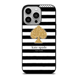 KATE SPADE NEW YORK GOLD LOGO STRIPES PATTERN iPhone 14 Pro Case Cover