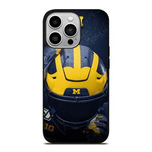 MICHIGAN WOLVERINES LOGO FOOTBALL HELMET iPhone 14 Pro Case Cover