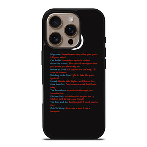 LYRICS OF TWENTY ONE PILOTS iPhone 16 Pro Case Cover