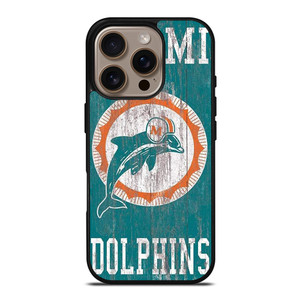 MIAMI DOLPHINS WOODEN LOGO iPhone 16 Pro Case Cover