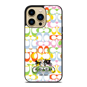 COACH LEATHERWARE NEW YORK EST 1941 COLORFUL iPhone 14 Pro Max Case Cover