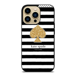KATE SPADE NEW YORK GOLD LOGO STRIPES PATTERN iPhone 14 Pro Max Case Cover