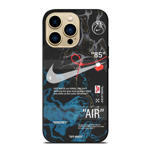 NIKE AIR JORDAN OFF WHITE BLACK MARBLE iPhone 14 Pro Max Case Cover