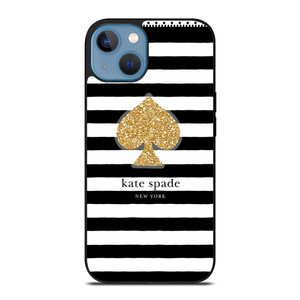 KATE SPADE NEW YORK GOLD LOGO STRIPES PATTERN iPhone 13 Case Cover