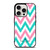 KATE SPADE NEW YORK LOGO GREEN PINK CHEVRON PATTERN iPhone 15 Pro Case Cover