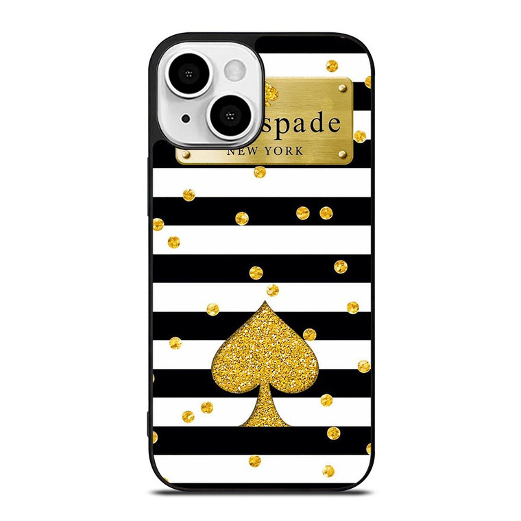 KATE SPADE NEW YORK LOGO GOLDEN POLKADOTS ICON iPhone 13 Mini Case Cover