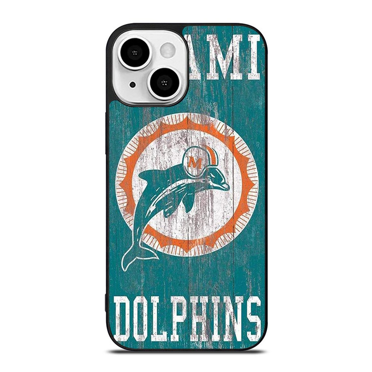 MIAMI DOLPHINS WOODEN LOGO iPhone 13 Mini Case Cover