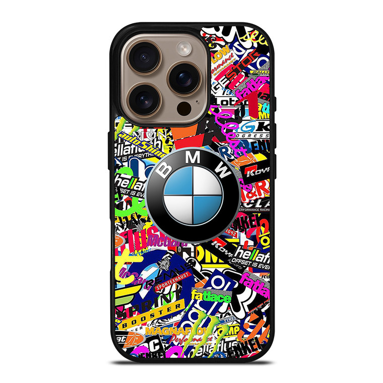 STICKER BOMB BMW LOGO iPhone 16 Pro Case Cover