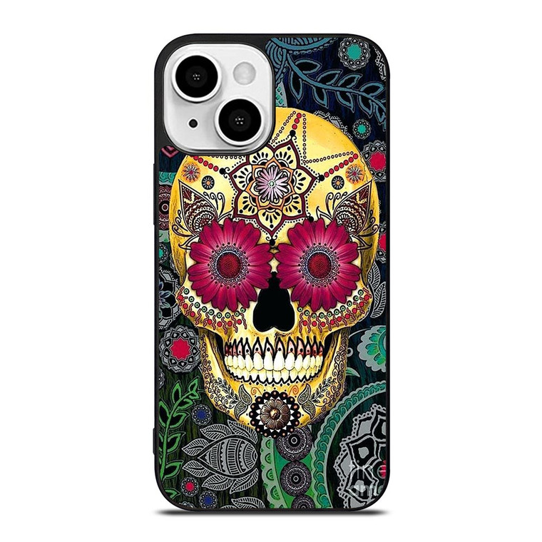 SUGAR SKULL TATTOO FLOWER iPhone 13 Mini Case Cover