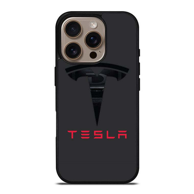 TESLA MOTORS BLACK ICON iPhone 16 Pro Case Cover