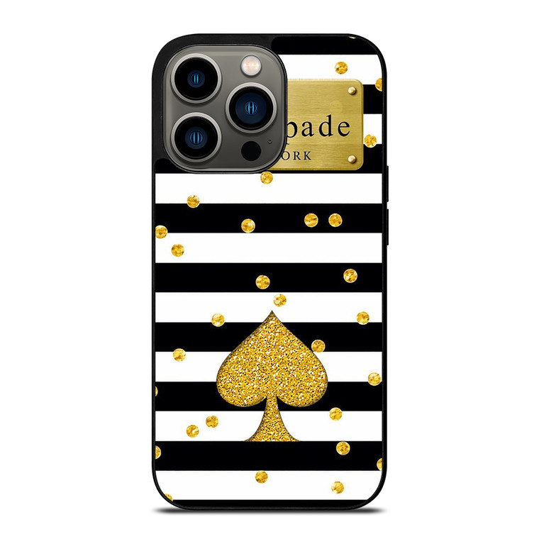 KATE SPADE NEW YORK LOGO GOLDEN POLKADOTS ICON iPhone 13 Pro Case Cover