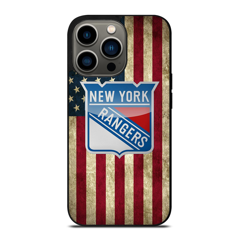NEW YORK RANGERS NHL AMERICAN FLAG iPhone 13 Pro Case Cover