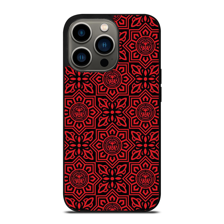 OBEY RED LOGO PATTERN iPhone 13 Pro Case Cover