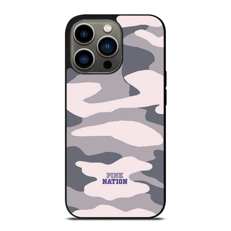 PINK NATION VICTORIA'S SECRET LOGO CAMO iPhone 13 Pro Case Cover