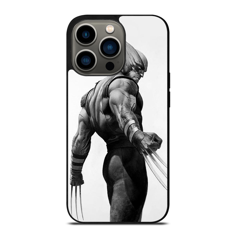 WOLVERINE X-MEN BLACK WHITE ART iPhone 13 Pro Case Cover